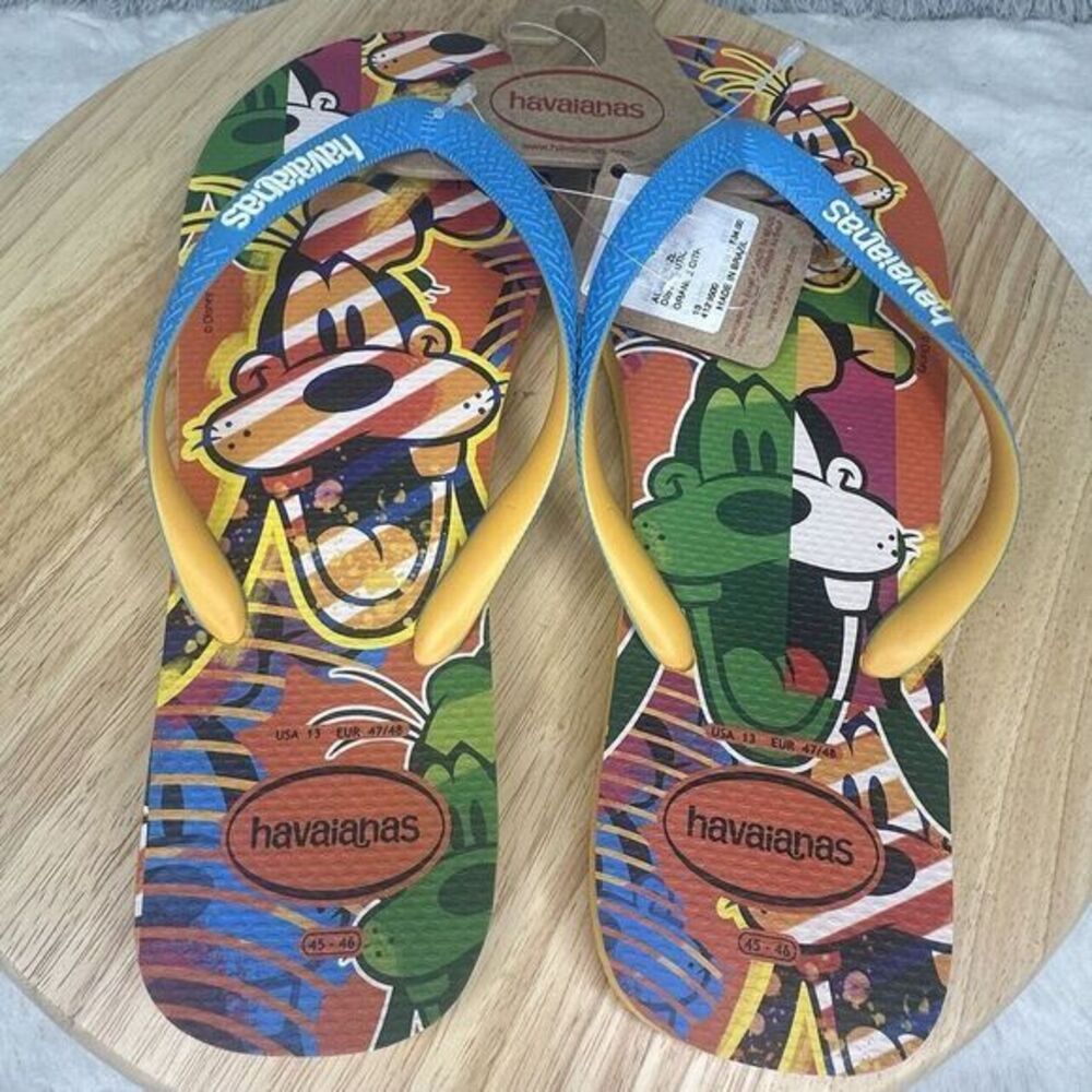 New Havaianas Thongs Flip Flops Disney Colorful Goofy SZ 13‎ US